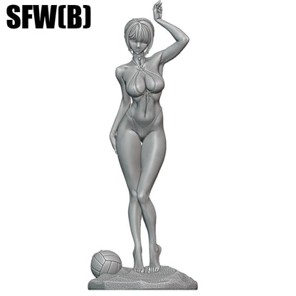 1/24 Short Blonde Lady Resin Figure Model - Unassembled Unpainted 3D Printed DIY Statue Kit