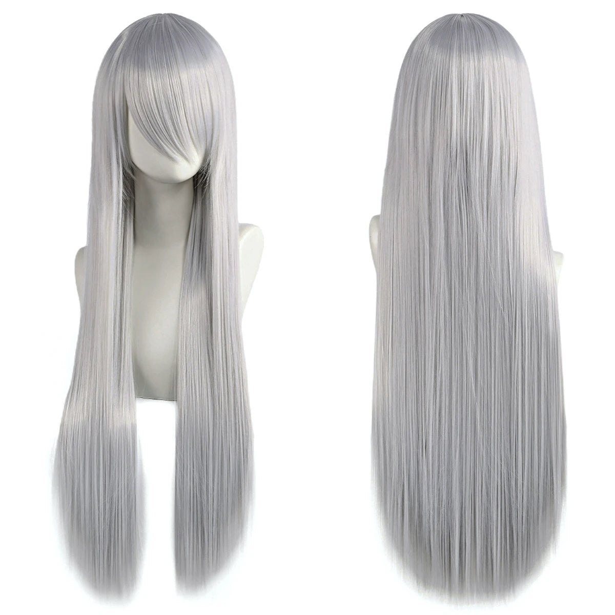 80cm Long Cosplay Wig - Synthetic Straight Hair with Bangs for Lolita Anime Costume Party Styling