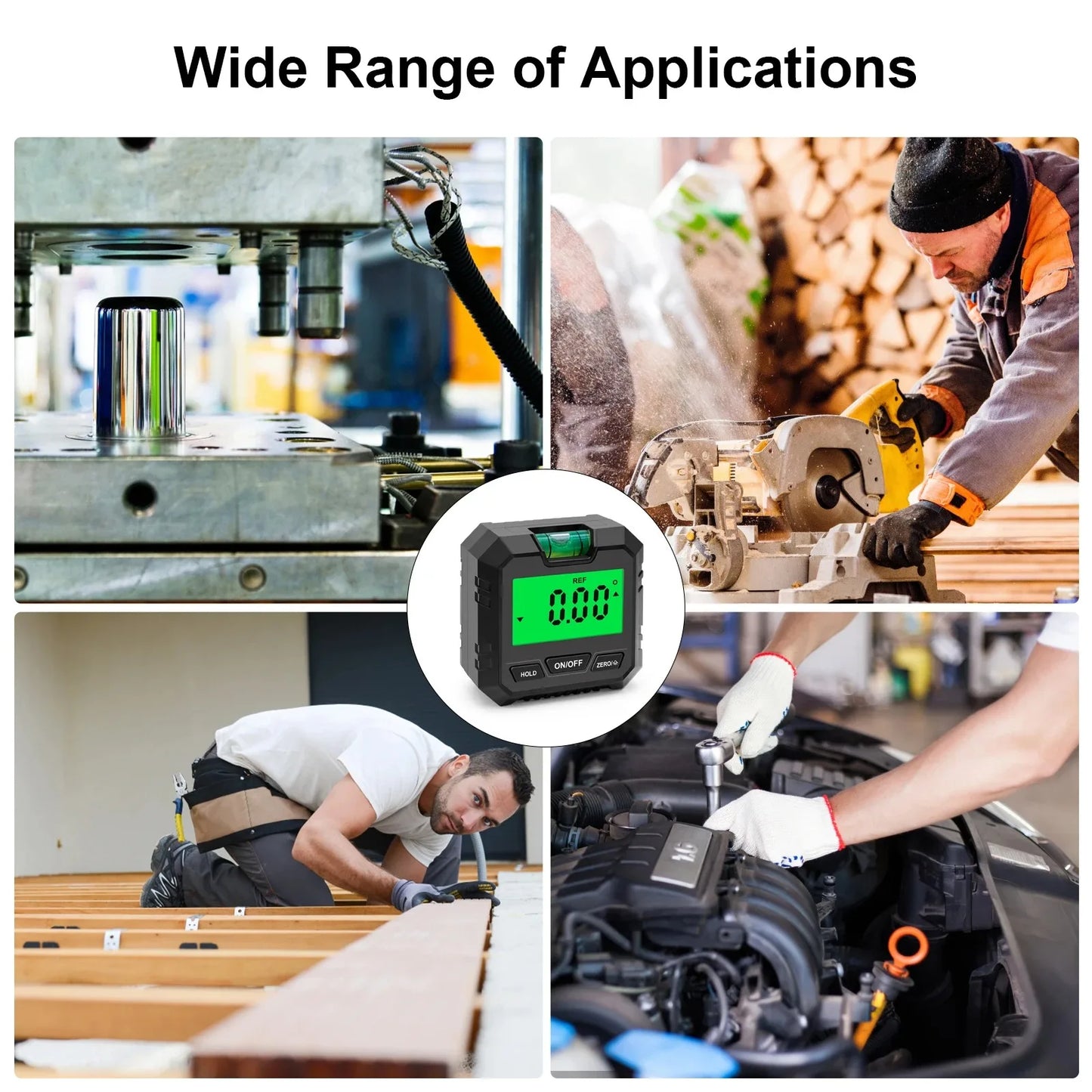 Digital 360° Angle Gauge – Mini Electronic Inclinometer with Magnetic Base, Universal Bevel Protractor Measurement Tool