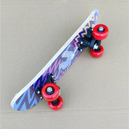 43cm Kids' Maple Skateboard – Double Rocker Deck with Cartoon Stickers for Beginners & Young Riders