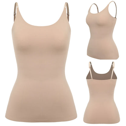 Women’s Seamless Tummy Control Shapewear Cami - Smooth Slimming Compression Tank Top Body Shaper