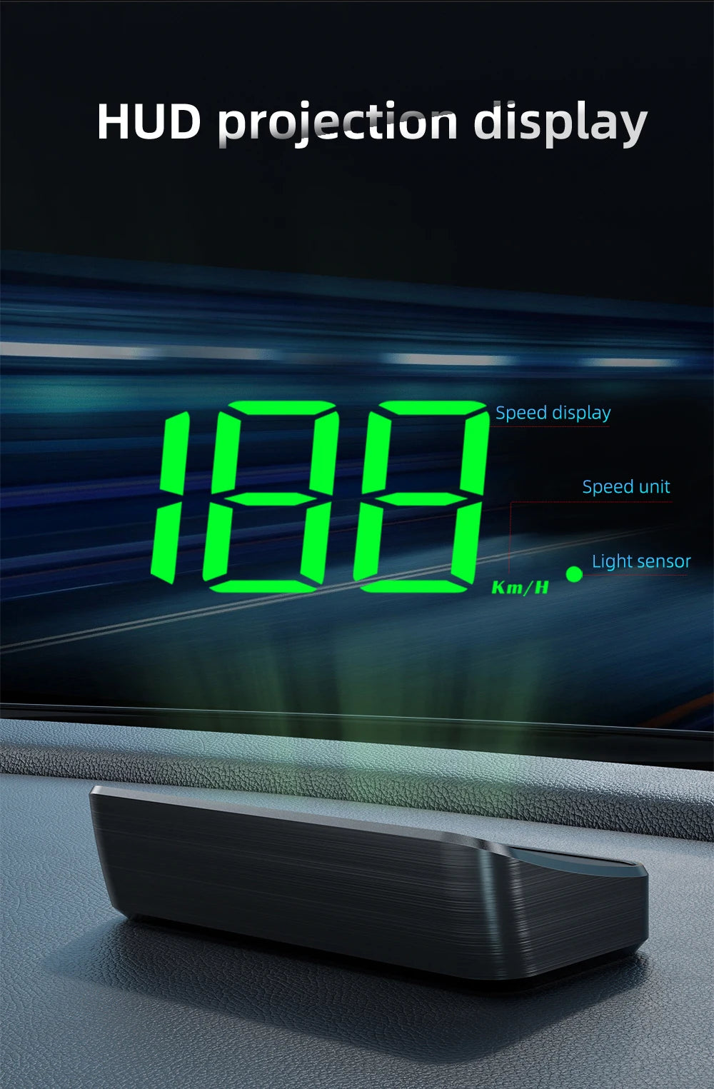 M2 Head-Up Display Digital Speedometer GPS HUD – Plug & Play Windshield Projector with Large KMH Font for All Cars