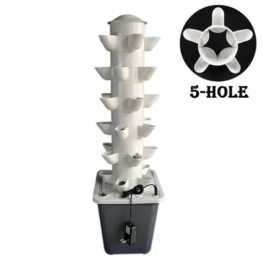 Hydroponic Growing System – Mini Indoor/Outdoor Herb Vertical Garden Tower, 6 Tiers, 30 Holes for Vegetables