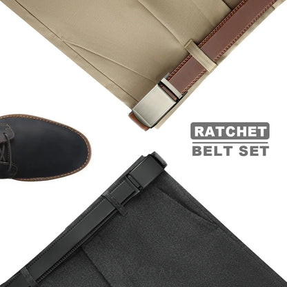 Men’s Luxury Genuine Leather Belt – High-Quality Cowhide with Metal Automatic Alloy Buckle