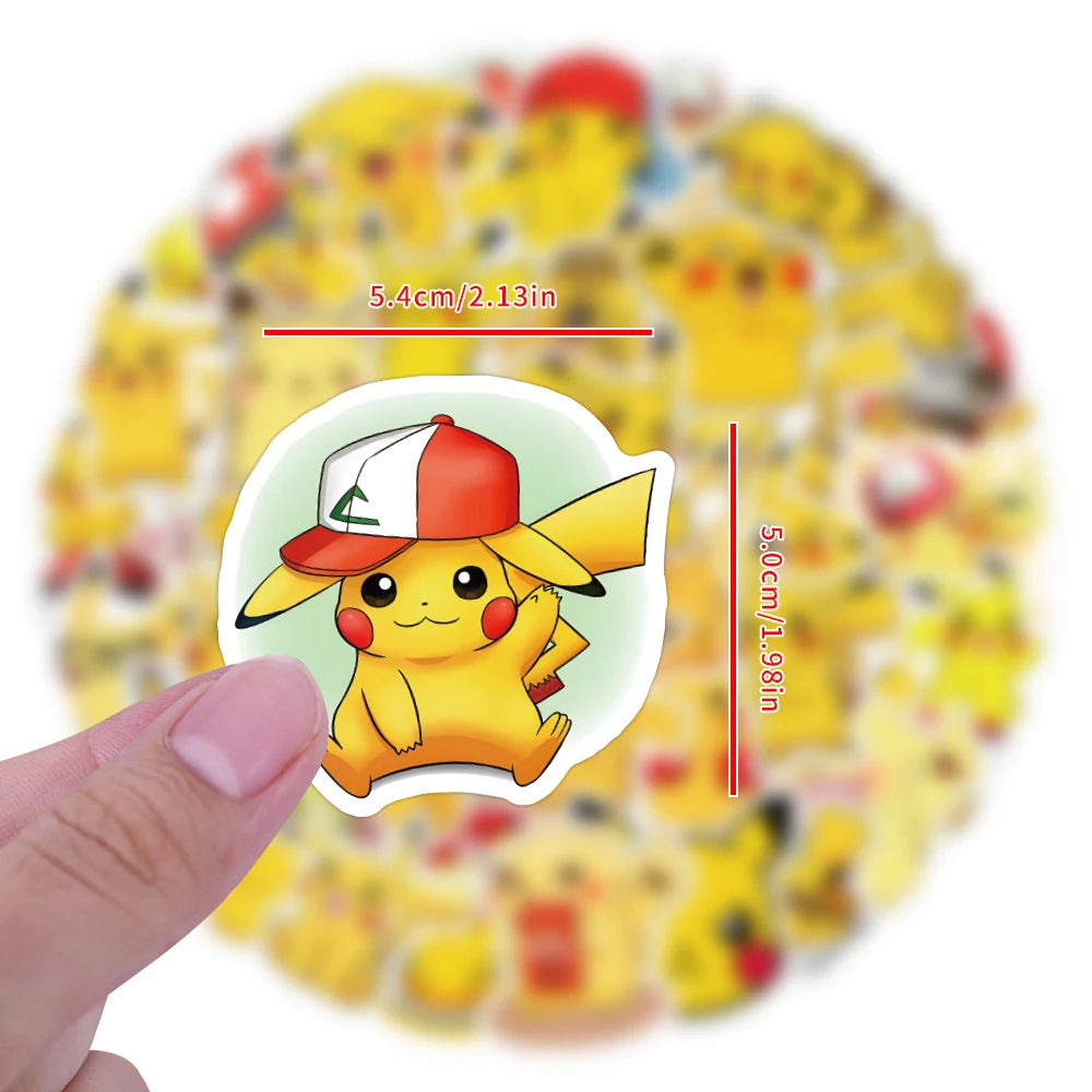 10/30/60-Piece Pokémon Pikachu Sticker Set - Cute Cartoon Vinyl Decals for Laptops, Notebooks, Skateboards, Bikes, and Suitcases