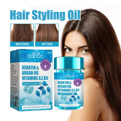 Magic Hair Vitamin Capsules with Keratin Oil – Fast Restore for Soft, Smooth, Shiny Hair & Deep Moisturizing Frizzy Scalp Care