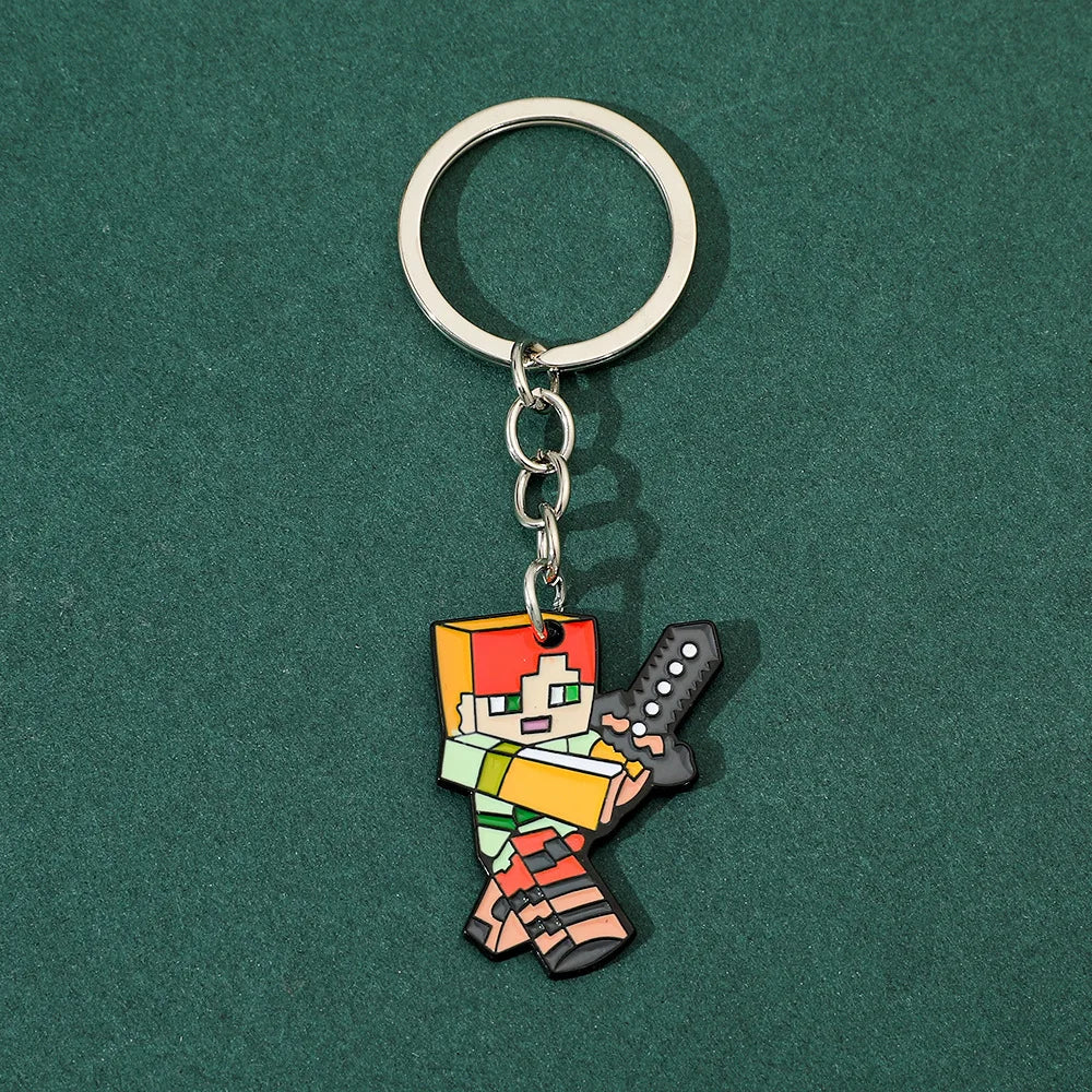 Cute Pixel World Keychain - Enamel Pendant Charm, Gaming-Inspired Jewelry Gift for Fans and Friends