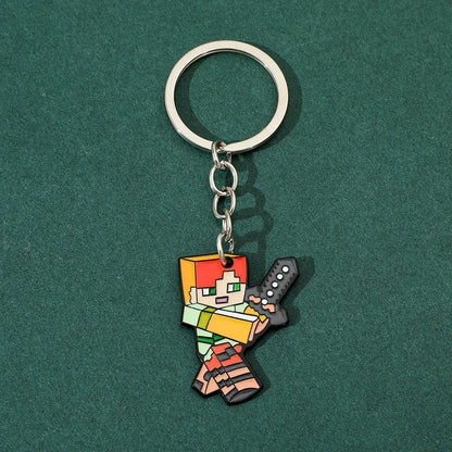 Cute Pixel World Keychain - Enamel Pendant Charm, Gaming-Inspired Jewelry Gift for Fans and Friends