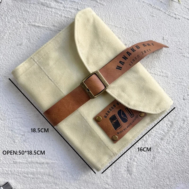 Oil Wax Leather Pencil Case – Waterproof Canvas Carabiner Bag for Artists, Students & Portable Travel Storage