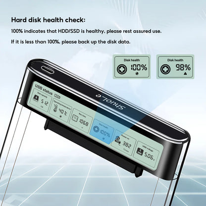 2.5" HDD/SSD SATA to USB 3.2 Enclosure – 5Gbps External Hard Drive Case with Transparent Housing