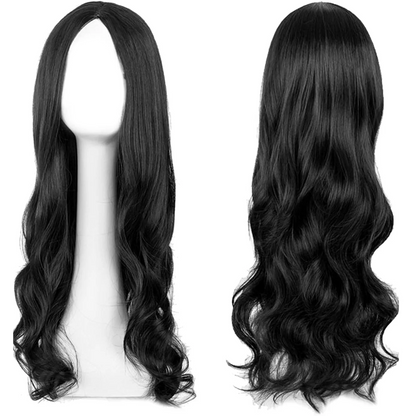 27 Inch Long Curly Synthetic Wig for Women - Black & Blonde Fancy Dress Wig, Glamorous Synthetic Hair