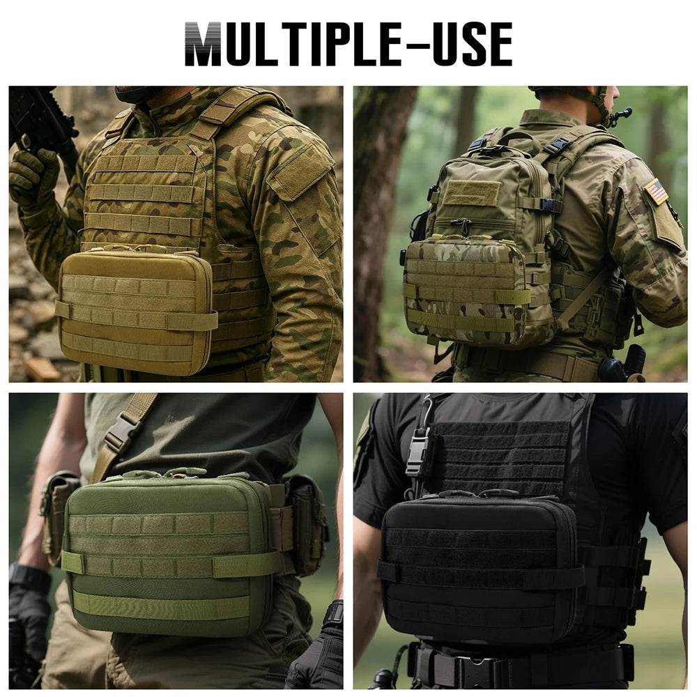 Tactical MOLLE Utility Admin Pouch – EDC Medical Gear Organizer Bag Attachment for Backpack, Hunting & Outdoor Use