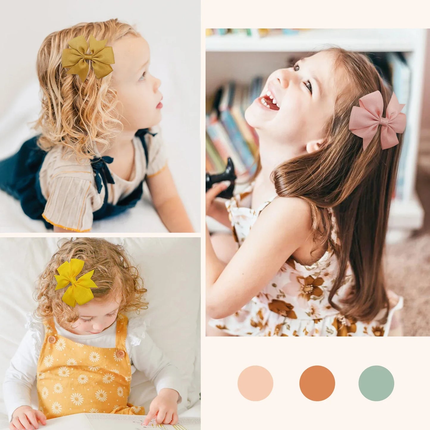 20/40PCS Sweet Candy Color Bow Hair Clip Set – Cute Ribbon Hairpins for Baby Girls & Kids Hair Accessories Gift
