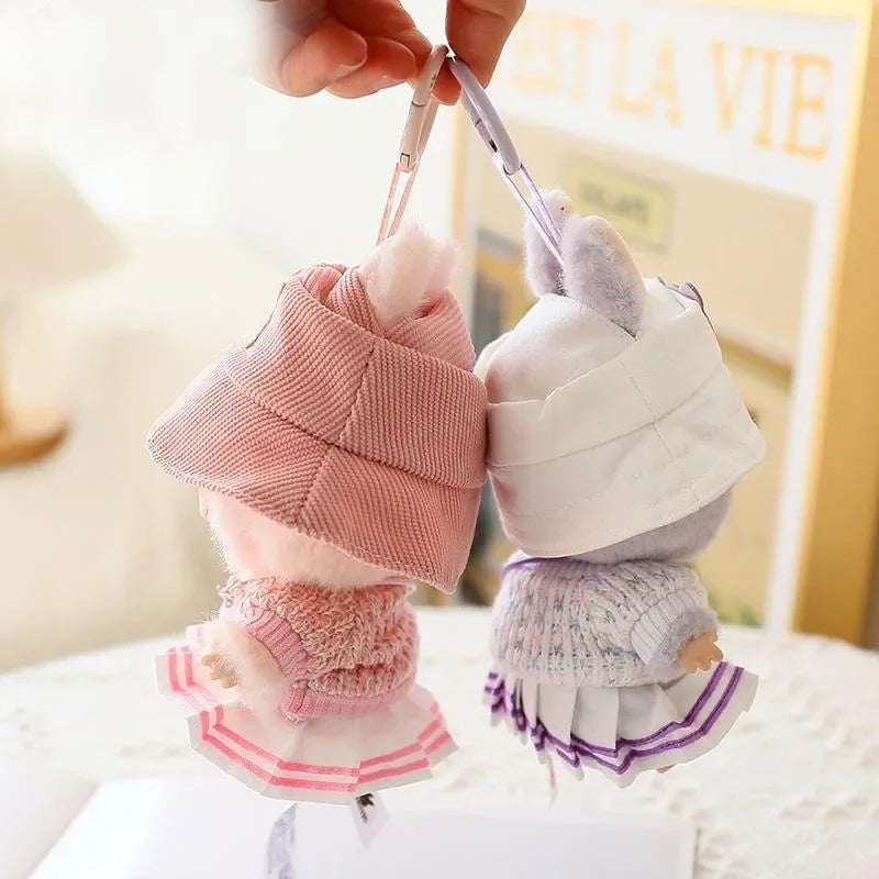 17cm Labubu Doll Clothes Set - Macaron Doll Outfit with JK Pleated Skirt, Camera & Shoes
