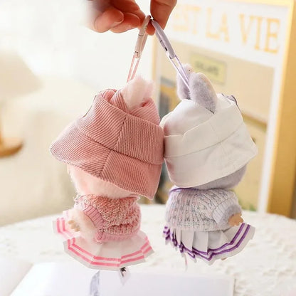 17cm Labubu Doll Clothes Set - Macaron Doll Outfit with JK Pleated Skirt, Camera & Shoes