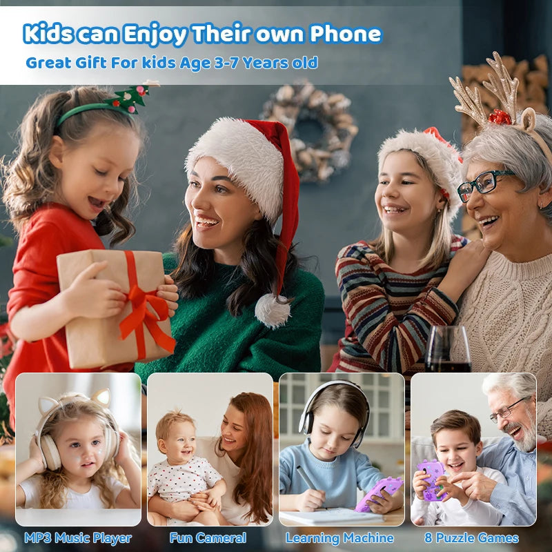 Kids Smart Phone Educational Toy - MP3 Player with Dual Camera, Touchscreen & 512MB Card for Learning & Fun