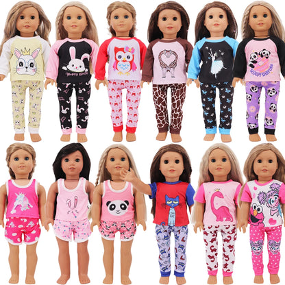 Doll Clothes Multi-Style Daily Set – Pajamas & Home Wear for 43cm Born Baby Dolls & 18-Inch American Dolls, Our Generation Toy Gift