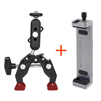 Universal Aluminum Alloy Tablet & Phone Stand – Adjustable Tripod Holder Clip for Mobile Devices