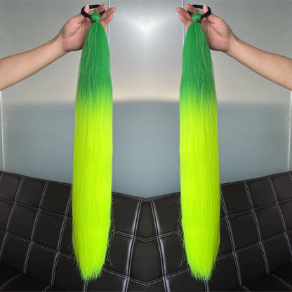 2Pcs Purple Synthetic Ponytail Extensions – Long Straight Hair Accessories with Rubber Bands for Women & Halloween