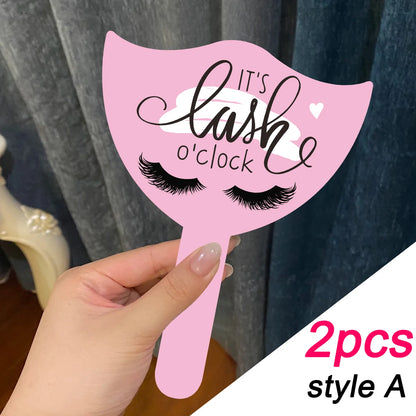 2PCS Eyelash Technician Photo Prop Cards — Soft PVC Handheld Lash Beauty Display Tools for Salon & Social Media
