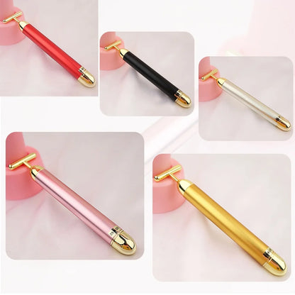 24K Gold Facial Slimming Beauty Bar – Pulse Vibrating Roller for Skin Lifting, Firming & Wrinkle Tightening