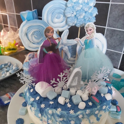 Disney Princess Cake Decoration - Frozen Cake Cupcake Toppers & Cake Flag for Birthday Parties and Baby Showers