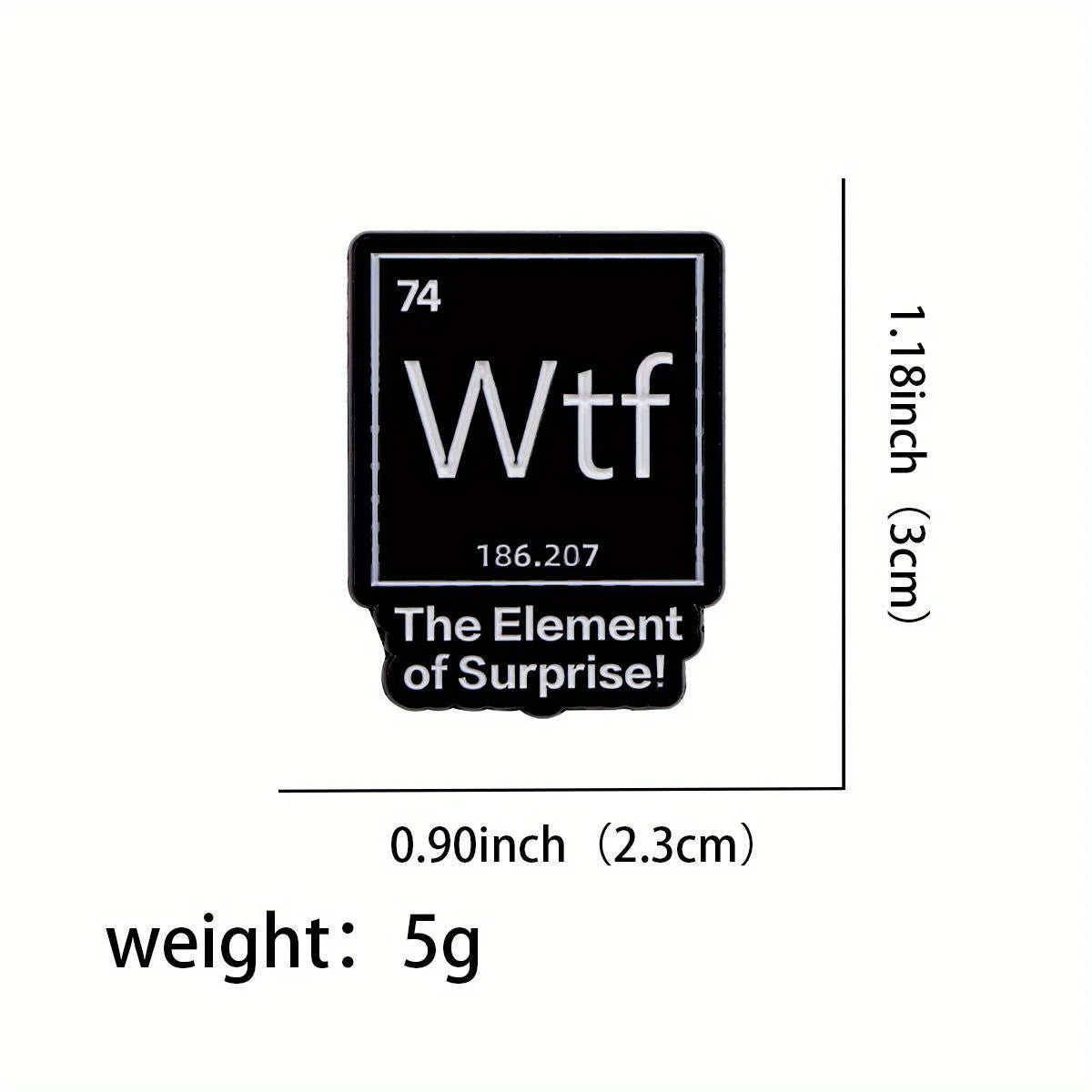 The Element of Surprise Enamel Pin — Black WTF Lapel Pin for Backpacks & Clothing