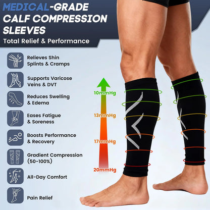 Calf Compression Sleeves - Running, Cycling, Marathon & Gym Fitness Support for Men and Women