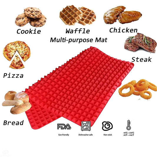 Silicone Cooking Mat – Heat-Resistant Pyramid Baking Sheet for Pizza, BBQ, Grilling & Roasting