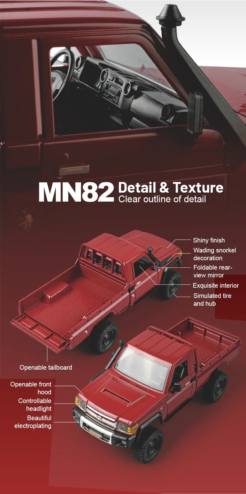 MN82 Pro RC Off-Road Vehicle — 1:12 Scale 4WD Climbing Car for Toyota LC79 Simulation