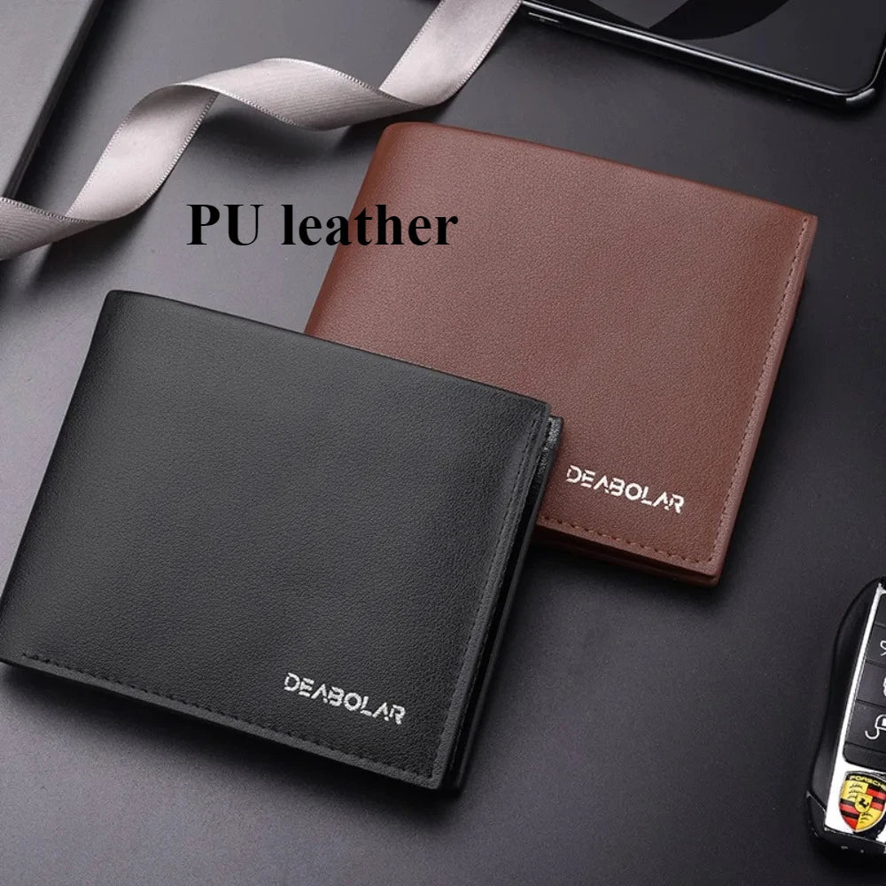 Genuine Leather Men’s Wallet – Premium Real Cowhide Short Black Wallet for Men, Slim RFID Style Credit Card & Cash Holder Pocket Purse