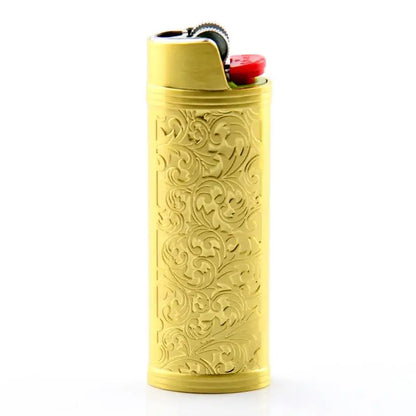 Metal Cowboy Boot Lighter Case - Cute Cat Eye Rhinestone Embroidered Zinc Alloy BIC J6 Sleeve Cover