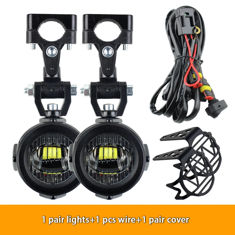 40W Motorcycle Auxiliary Fog Lights - Upgrade 6000K Bright LED Driving Lamps for BMW R1200GS F800GS F700GS F650 K1600