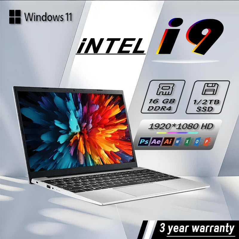 14.1" Portable Windows 11 Laptop – Intel Core i9-8950HK, 16GB RAM, 1TB/2TB SSD, HD Screen Notebook PC