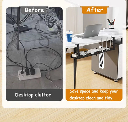 Telescopic Under-Desk Storage Rack – Metal Cable Management Tray for Home and Office, No-Punch Wire Organizer