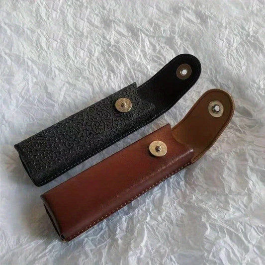 Classic Leather Eyeglasses Case – Elegant Hard Glasses Box for Men & Women, Suitable for Slim & Narrow Frames