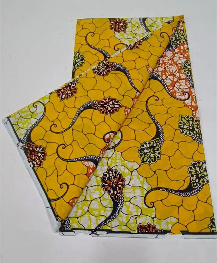 African Wax Print Fabric 6 Yards - Ghana Kente Design Ankara Kitenge Pagne