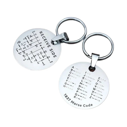 Stainless Steel Morse Code Keychain - Double-Sided Alphanumeric Educational Car Pendant for Radio Amateurs