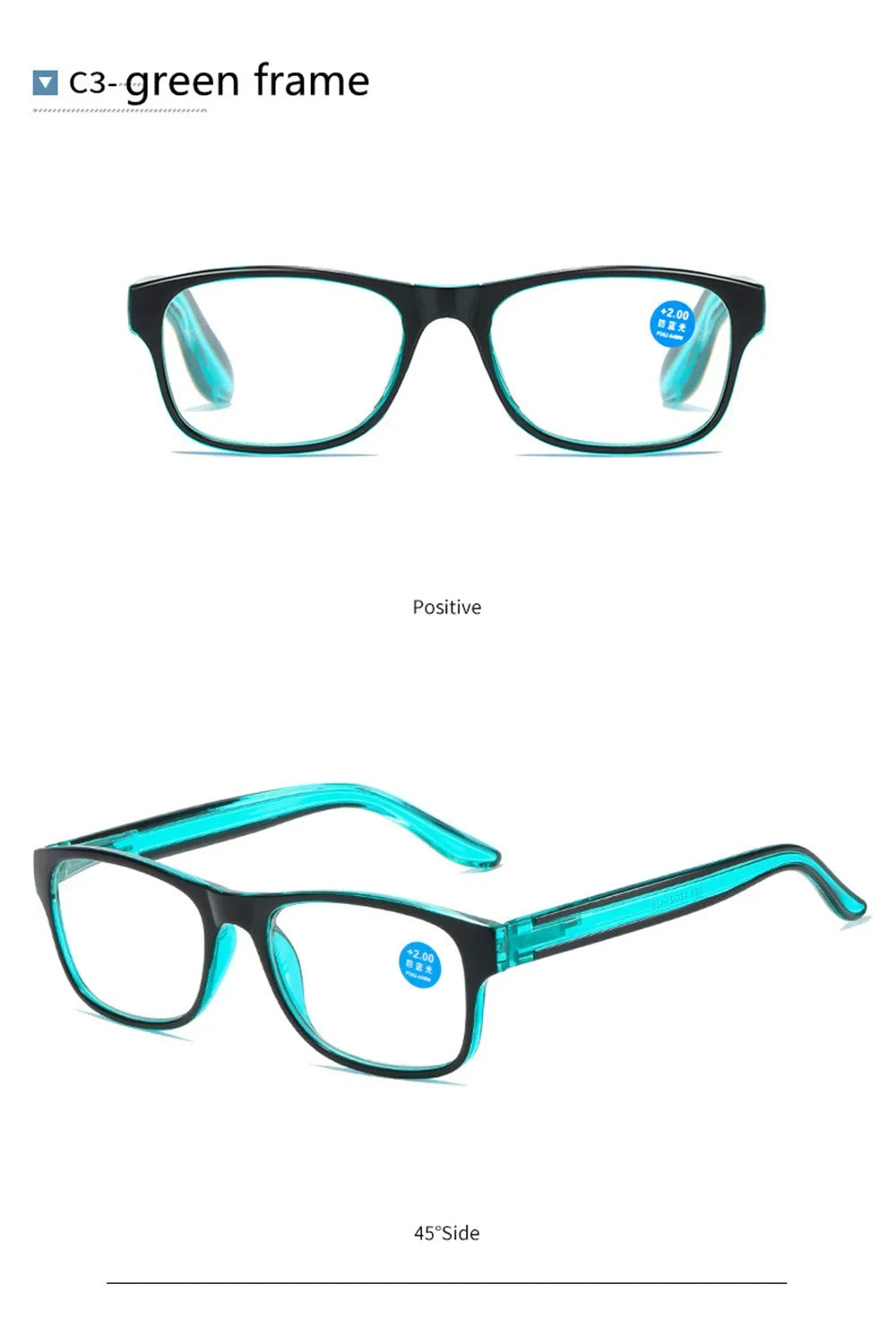 Anti Blue Light Reading Glasses – Fashion Clear Square Computer Eyewear with Spring Legs Frame for Women & Men