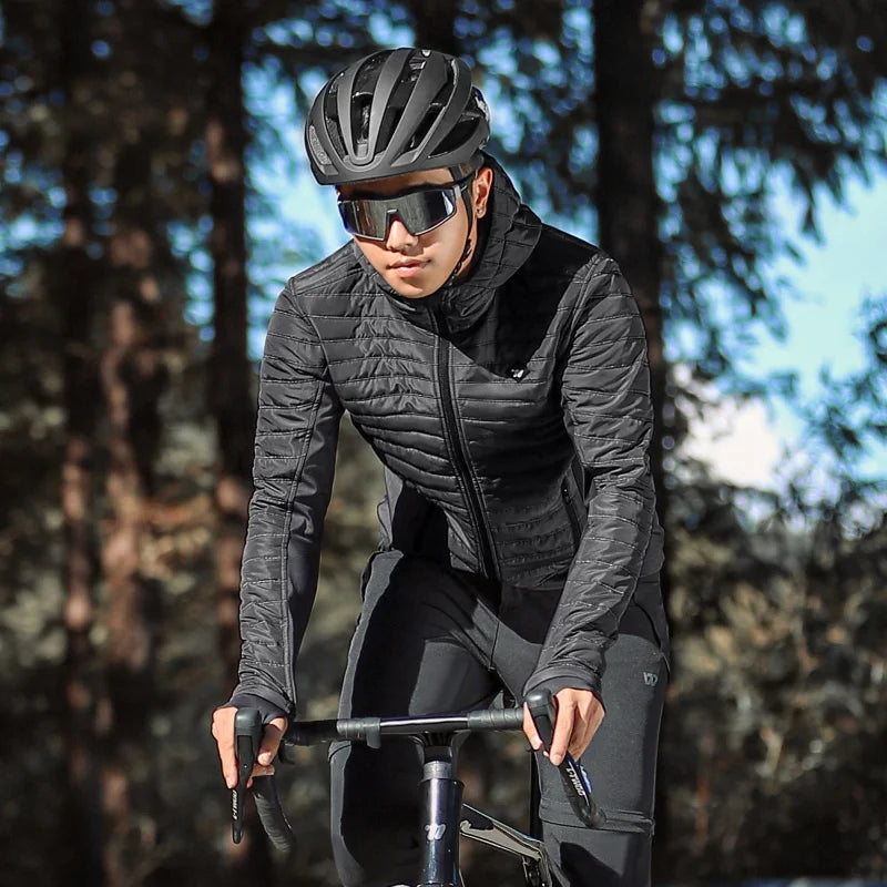 WEST BIKING Men's Winter Cycling Jacket - Thermal Fleece Windbreaker for MTB & Motorcycle, 0℃-15℃