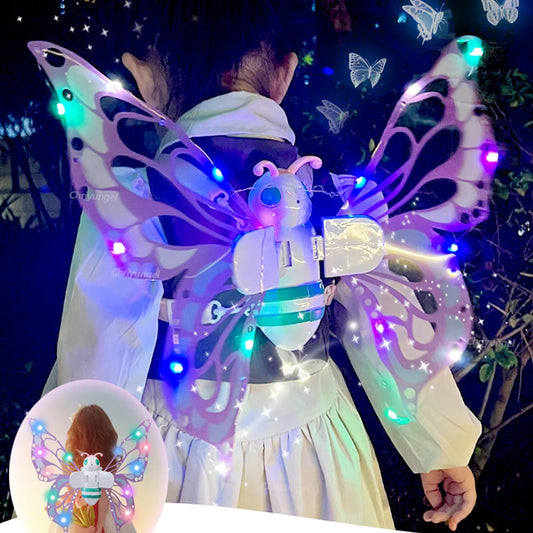 Electric Butterfly Fairy Wings with Lights — Moving Elf Angel Wings for Kids Cosplay & Dress Up