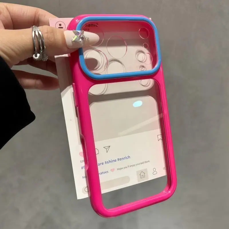 Candy Color Transparent Shockproof iPhone Case - Ultra Slim Clear Protective Cover for iPhone 17 16 15 Pro Max 14 Plus 11 12 13
