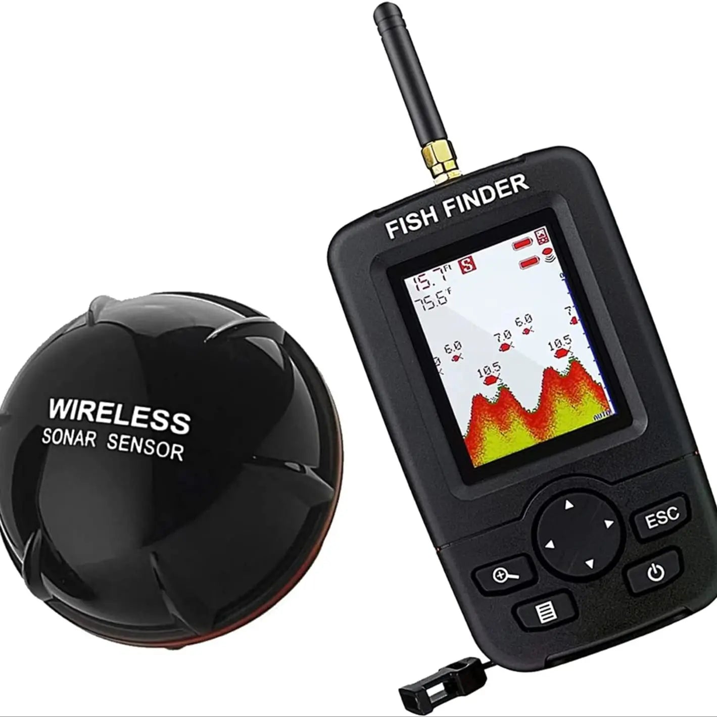 Wireless Sonar Fish Finder – Portable Underwater Fishing Detector & Echo Sounder with Fishing Alert