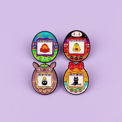 4-Piece Manga Elf Enamel Pin Set - Oval Metal Brooch Badges for Backpacks, Hats, Bags, and Fashion Jewelry Collectors’ Gifts