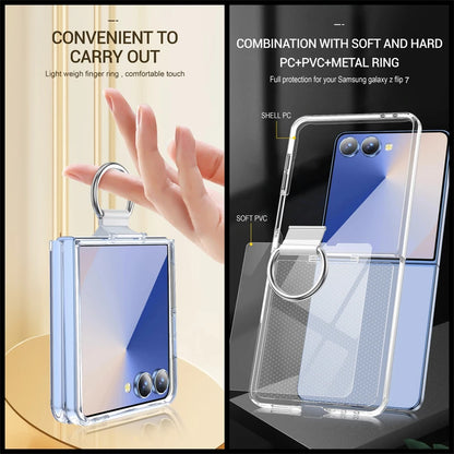 Shockproof Ring Holder Case for Samsung Galaxy Z Flip 7/6/5/4/3 5G - Hard PC Armor Protective Back Cover