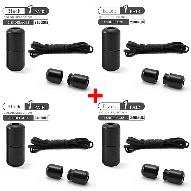 Elastic No Tie Shoelaces - Quick Lock Metal Laces for Kids & Adults Sneakers, Lazy Shoe Strings