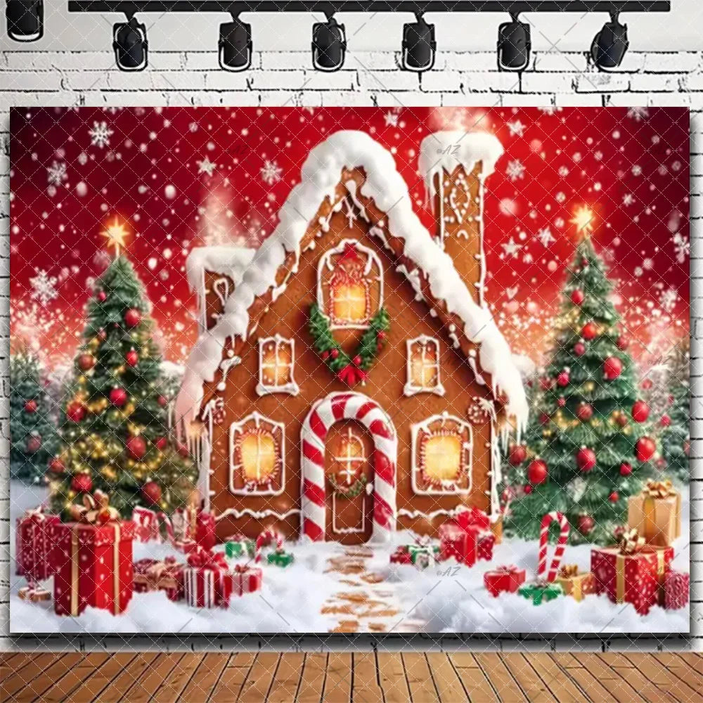 Merry Christmas Backdrop 2026 – Santa, Snowman & Xmas Tree Background for Family Party, Baby Shower & Photo Props