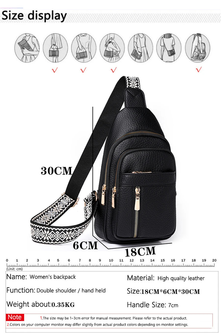 2024 New Women's PU Leather Chest Bag – Fashion Crossbody Shoulder Bag, High-Quality Casual Sac à Main