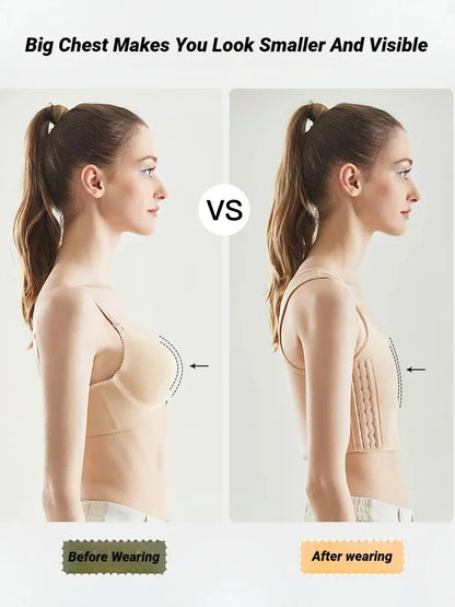 Women’s Breathable Chest Binder Vest - Seamless Wireless Compression Tank Top with Side Buckle Closure