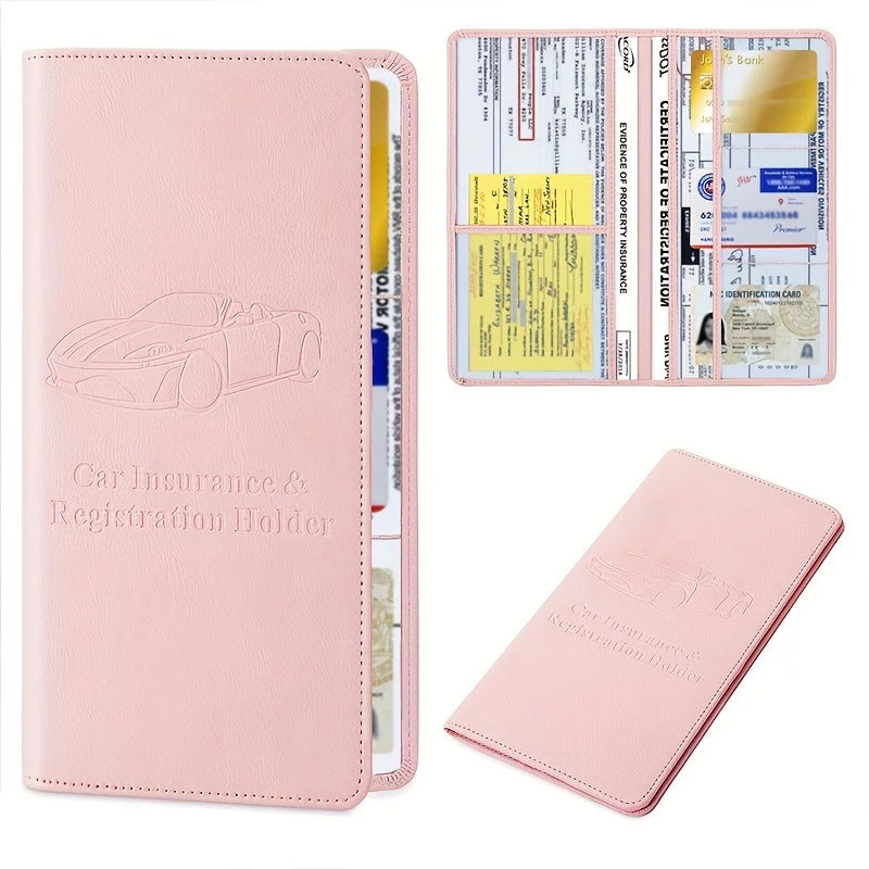 Premium Faux Leather Car Document Holder – Stylish Organizer for Men & Women, Stores Insurance, Registration & Manuals